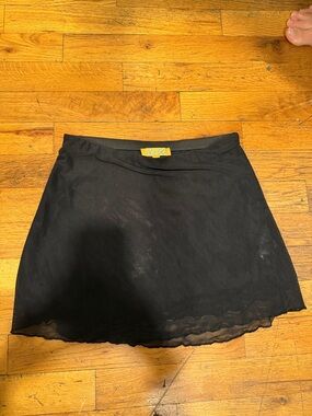 Black Mini Skirt with Sheer Scalloped Hem
